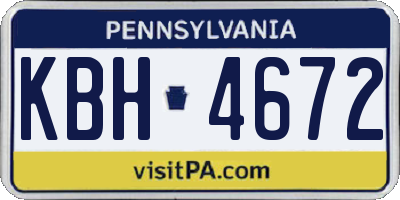 PA license plate KBH4672