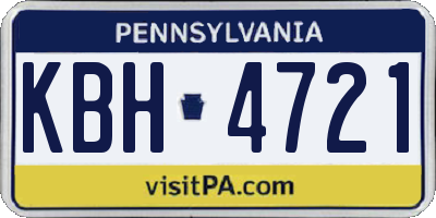 PA license plate KBH4721