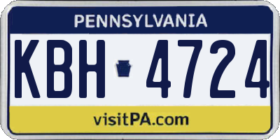 PA license plate KBH4724