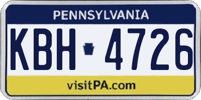 PA license plate KBH4726