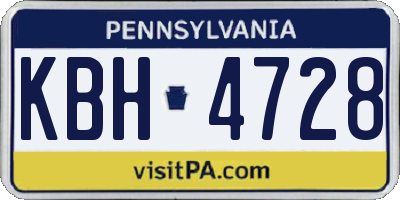 PA license plate KBH4728