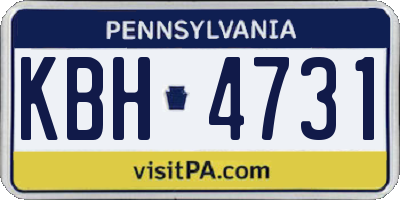 PA license plate KBH4731
