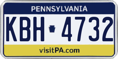 PA license plate KBH4732