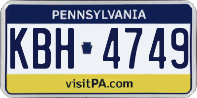 PA license plate KBH4749