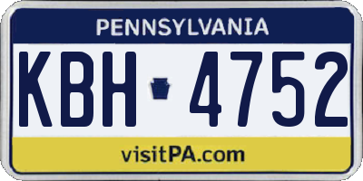 PA license plate KBH4752