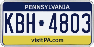 PA license plate KBH4803