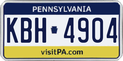 PA license plate KBH4904