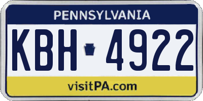 PA license plate KBH4922
