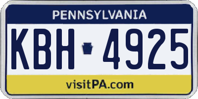 PA license plate KBH4925