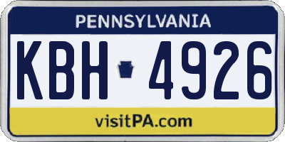 PA license plate KBH4926