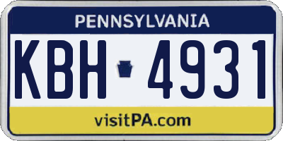 PA license plate KBH4931