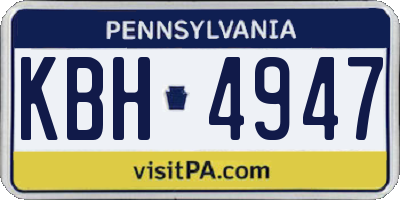 PA license plate KBH4947