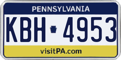 PA license plate KBH4953