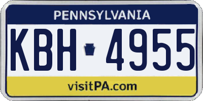 PA license plate KBH4955
