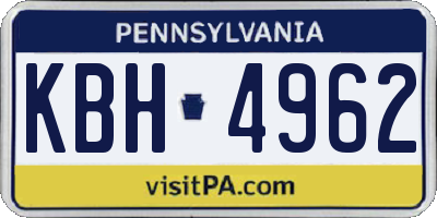 PA license plate KBH4962