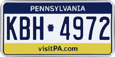 PA license plate KBH4972