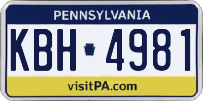 PA license plate KBH4981