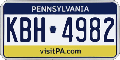 PA license plate KBH4982