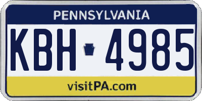 PA license plate KBH4985