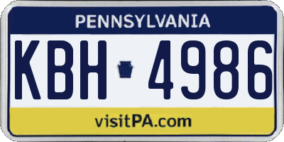 PA license plate KBH4986