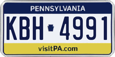 PA license plate KBH4991