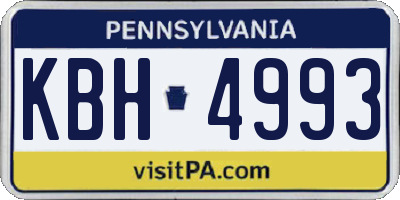 PA license plate KBH4993