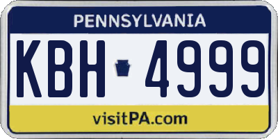 PA license plate KBH4999