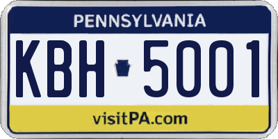 PA license plate KBH5001
