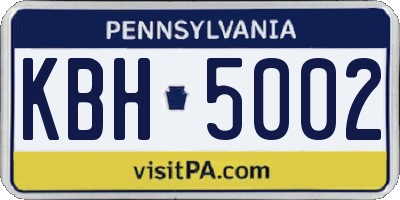 PA license plate KBH5002