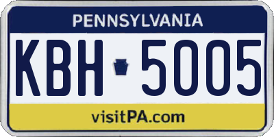 PA license plate KBH5005