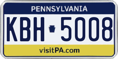 PA license plate KBH5008