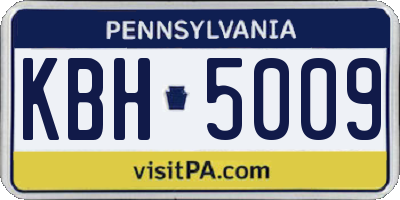 PA license plate KBH5009