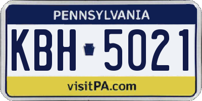 PA license plate KBH5021