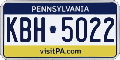 PA license plate KBH5022