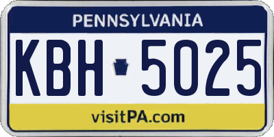 PA license plate KBH5025