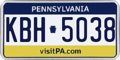 PA license plate KBH5038