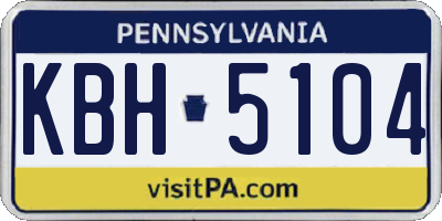 PA license plate KBH5104