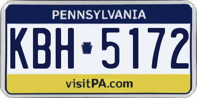 PA license plate KBH5172