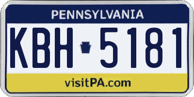 PA license plate KBH5181