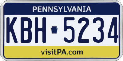 PA license plate KBH5234