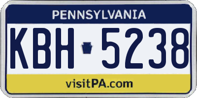 PA license plate KBH5238