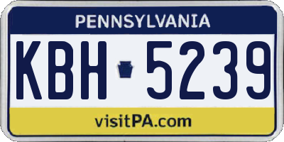 PA license plate KBH5239