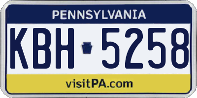 PA license plate KBH5258