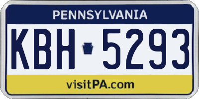 PA license plate KBH5293