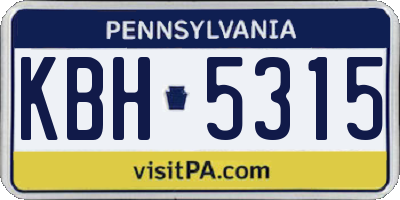 PA license plate KBH5315