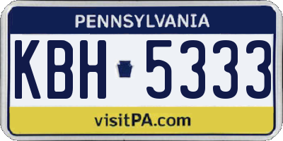 PA license plate KBH5333