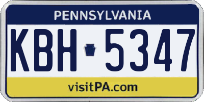 PA license plate KBH5347