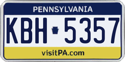 PA license plate KBH5357