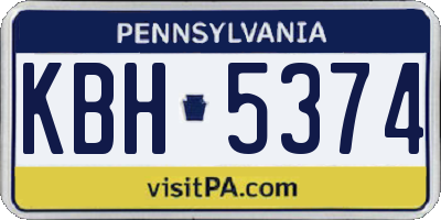 PA license plate KBH5374
