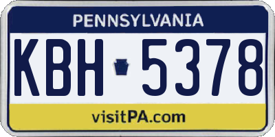 PA license plate KBH5378